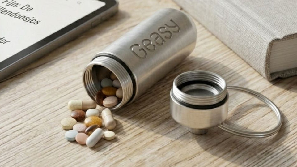 Klein sleutelhanger pillendoosje