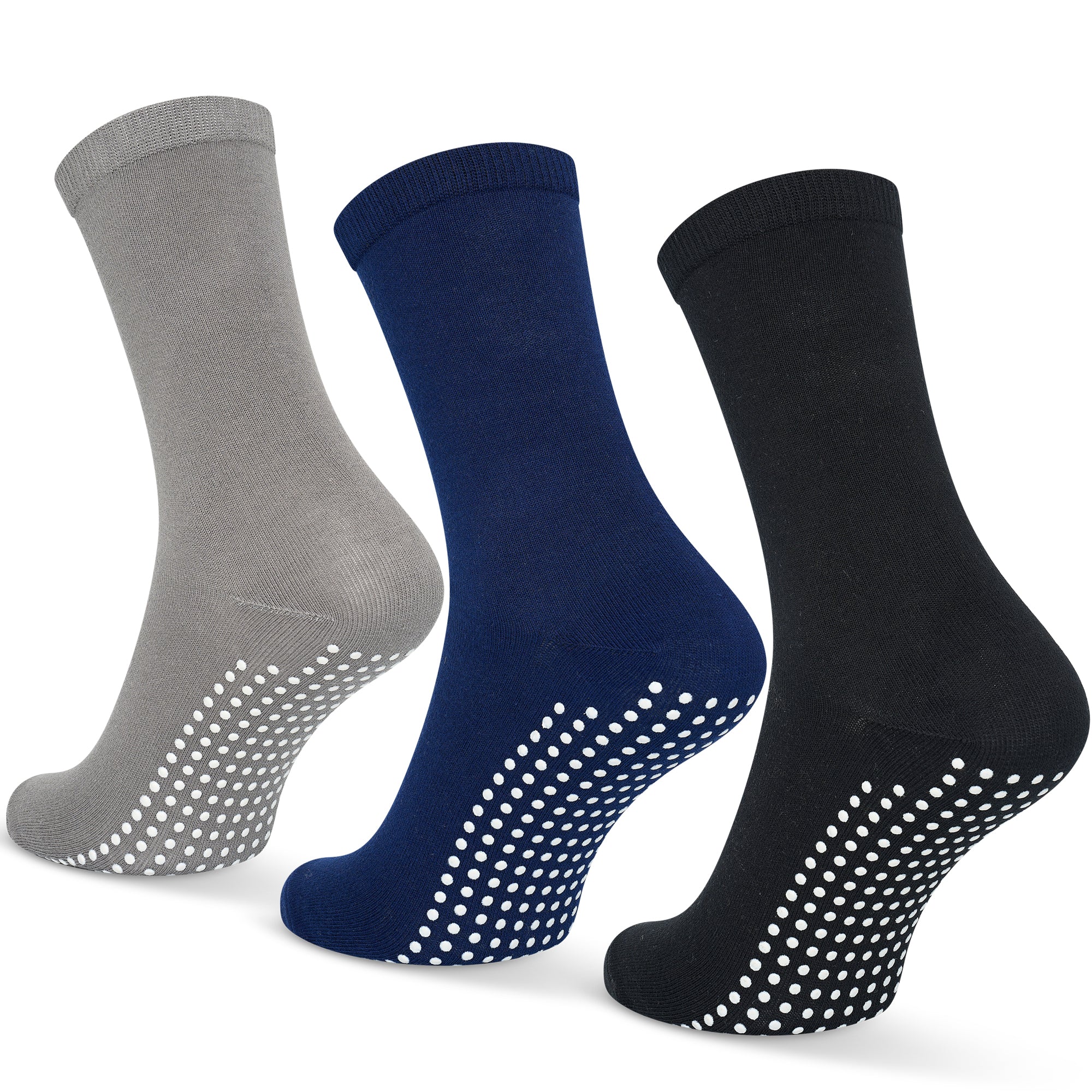 GEASY antislip sokken 3 paar in zwart, donkerblauw en grijs met Pure Grip zool