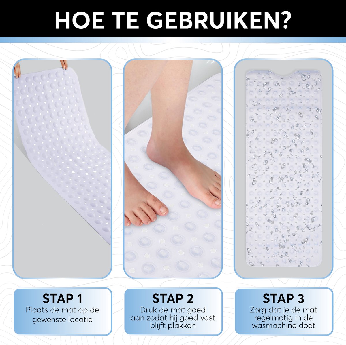 Instructies voor het gebruik van de GEASY antislip badmat