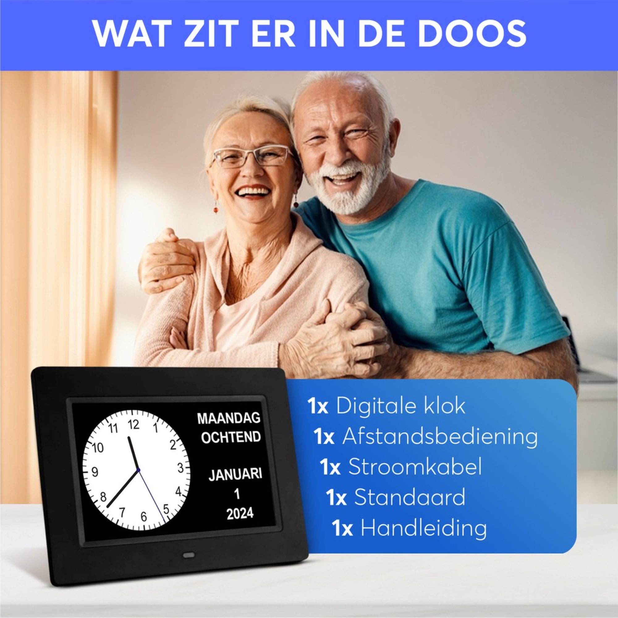 GEASY Dementieklok 13,3 inch met extra groot HD-scherm, 24 instelbare alarmen en automatische dimfunctie – ideaal voor ouderen met dementie, Alzheimer of slecht zicht. Inclusief afstandsbediening, kalenderfunctie en standaard.