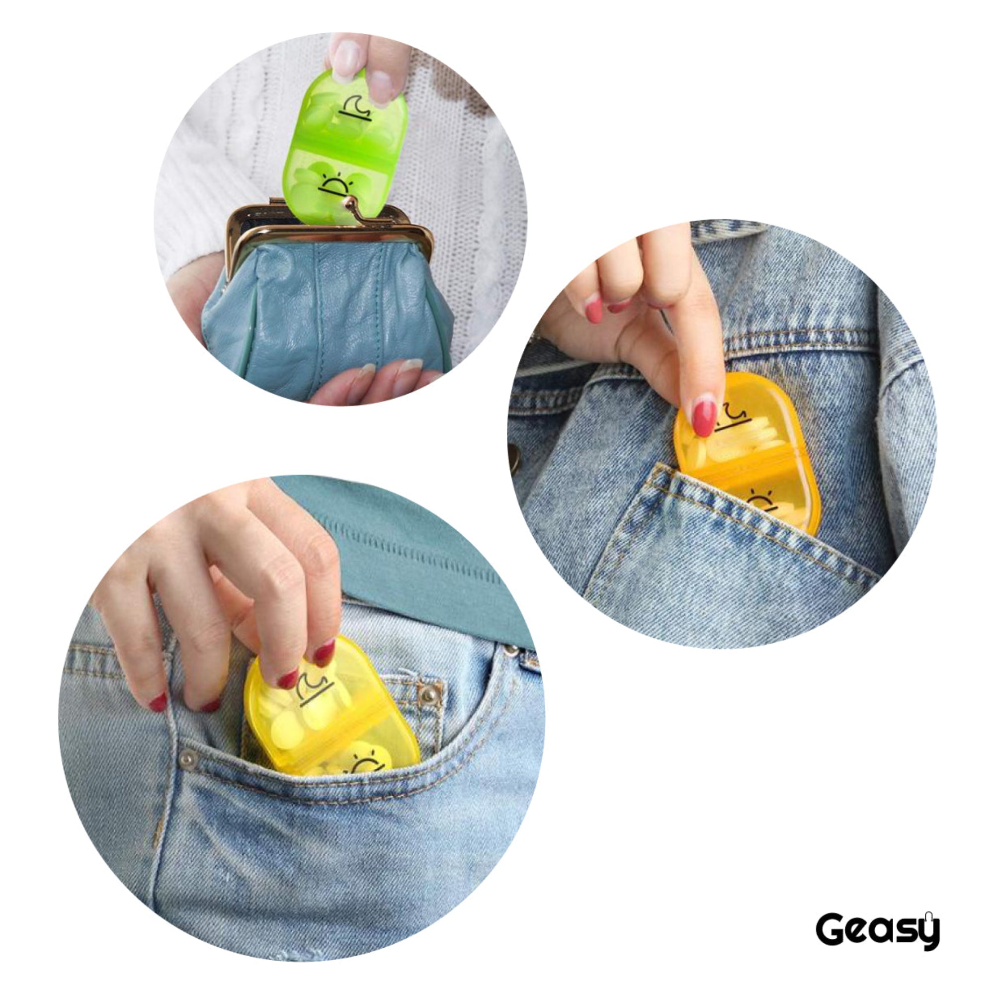 Pillendoos voor op reis 7 dagen 2 vakken gekleurd – compact formaat, perfect voor handbagage en dagelijks gebruik