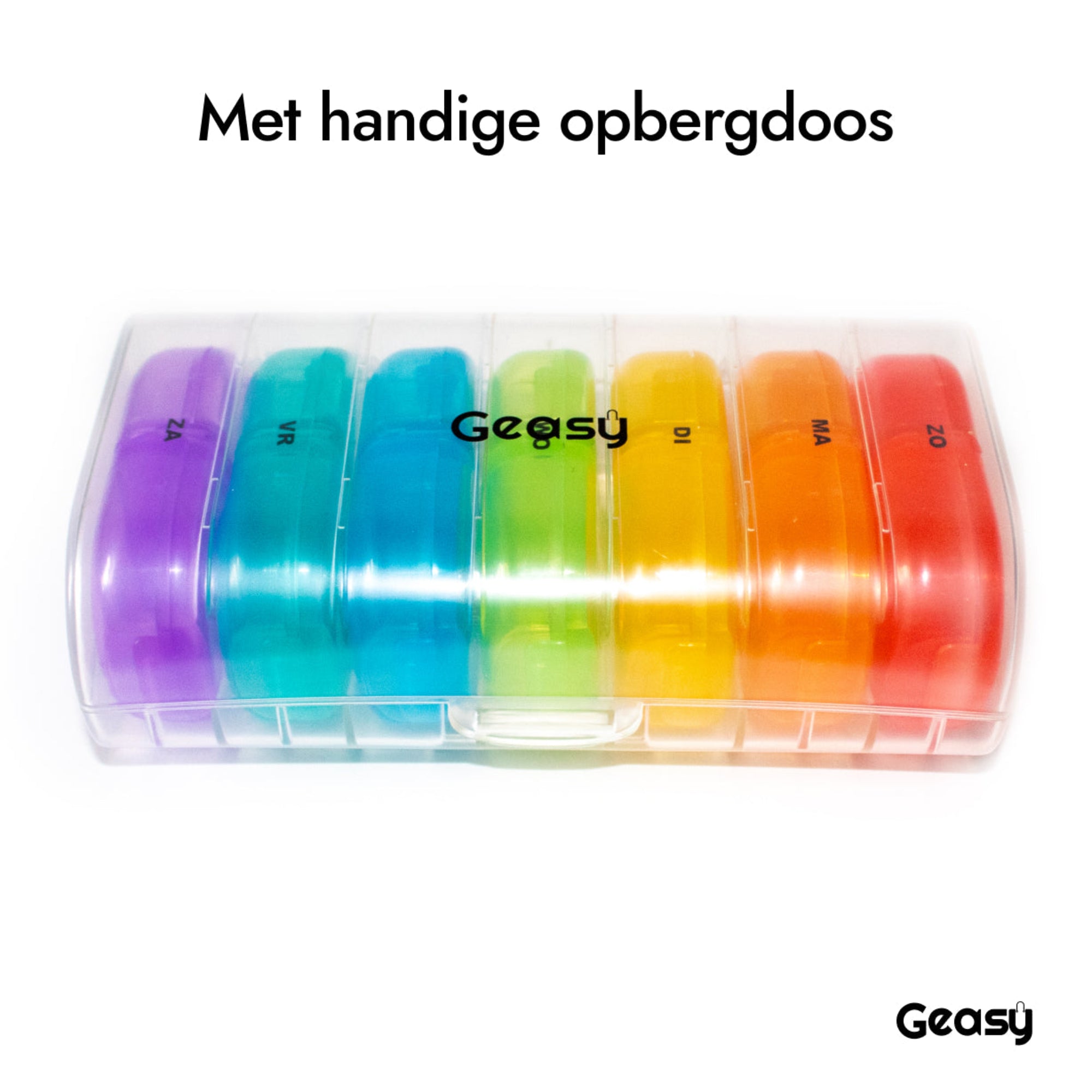 GEASY pillendoos 7 dagen 2 vakken transparant-gekleurd – stevige opbergdoos voor bescherming en organisatie