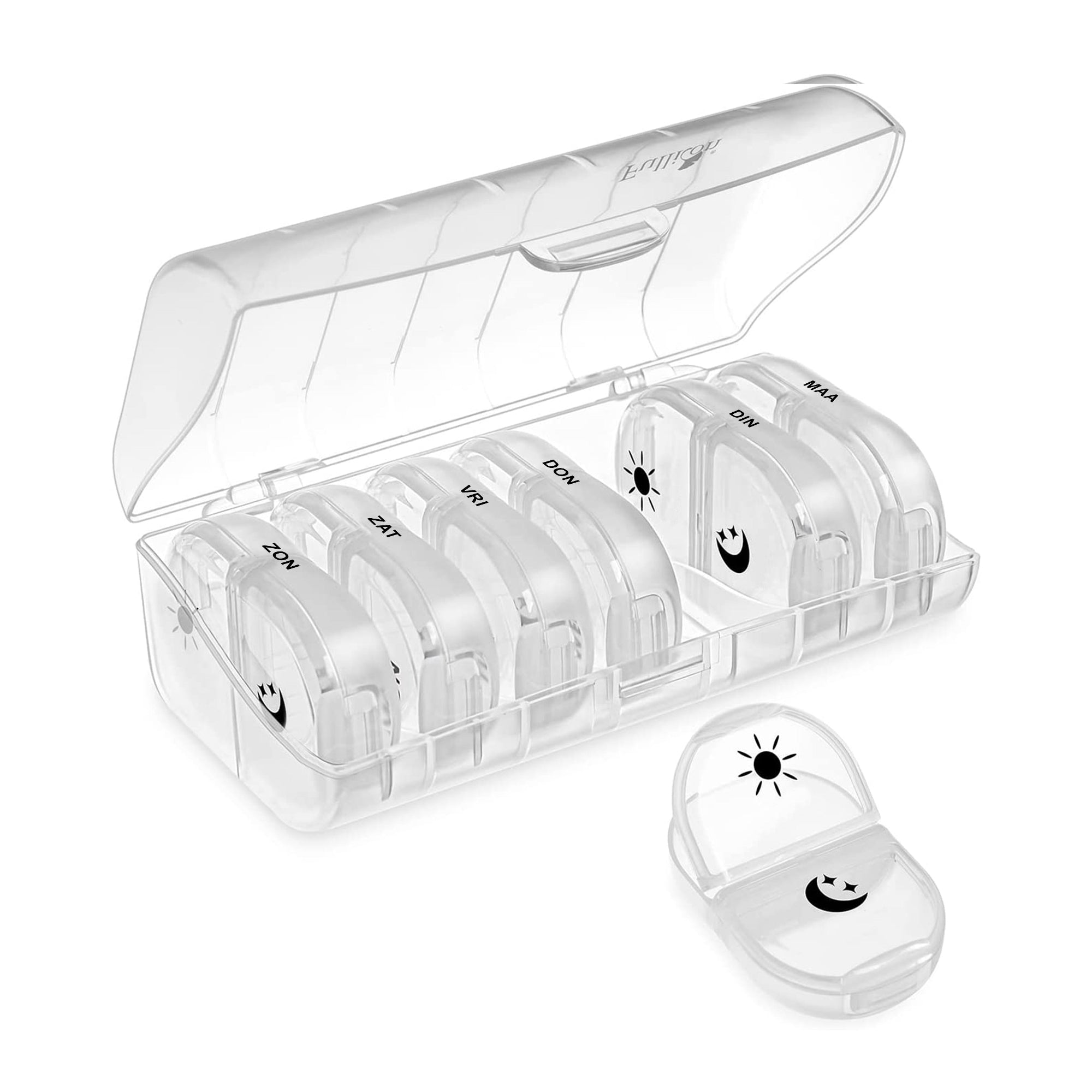 GEASY pillendoos 7 dagen 2 vakken transparant – medicijn organizer met ochtend- en avondindeling