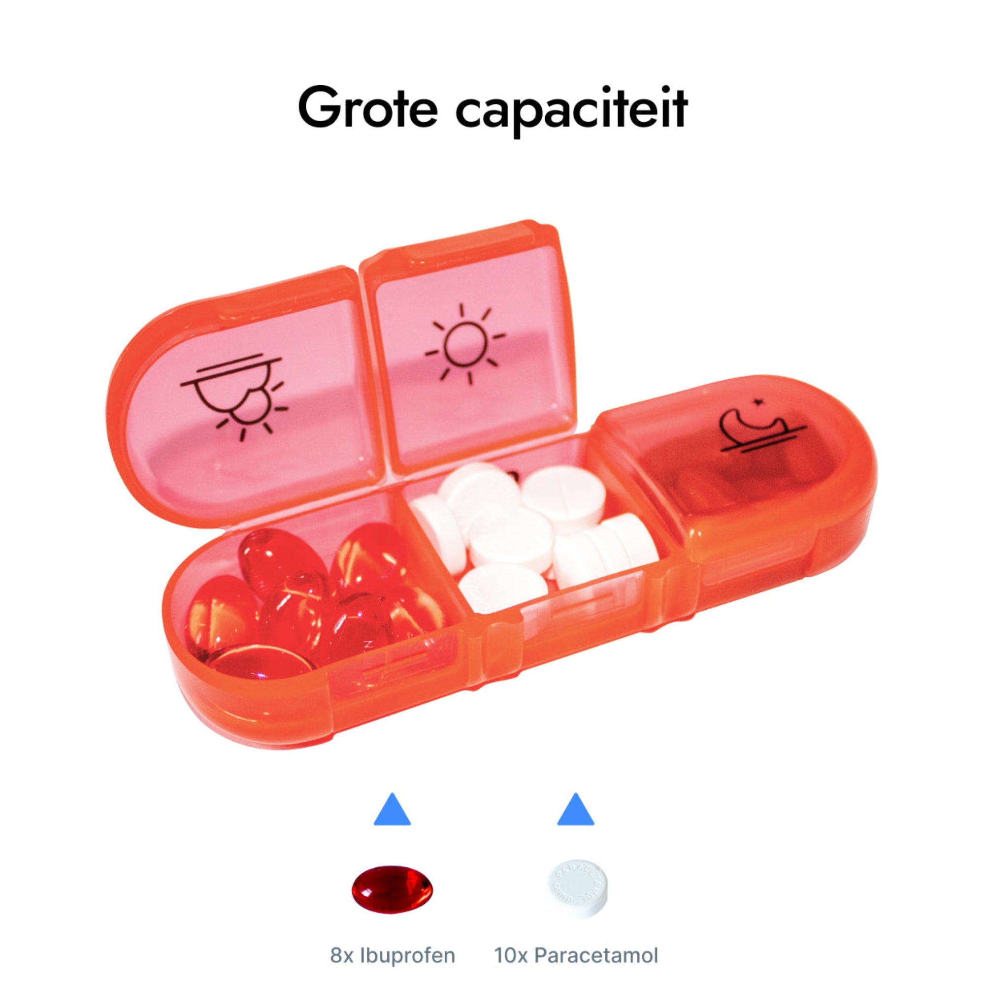 Ruime pillendoos – past meerdere tabletten en capsules per vak