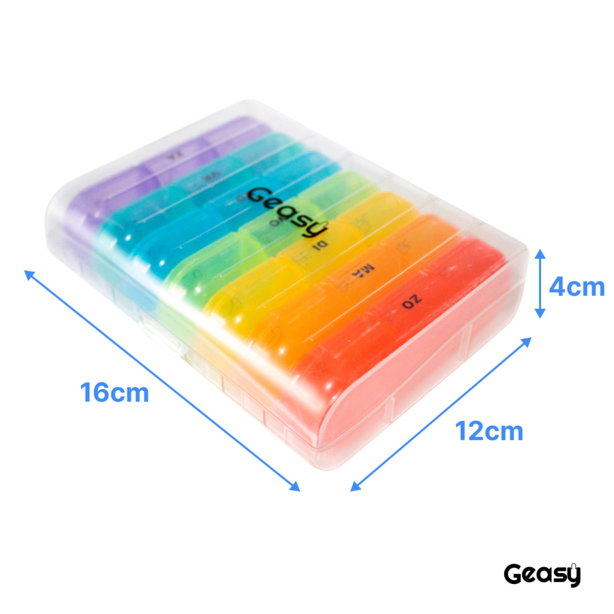 Pillendoos 7 dagen 3 vakken transparant-gekleurd – compacte en handige medicijn organizer.