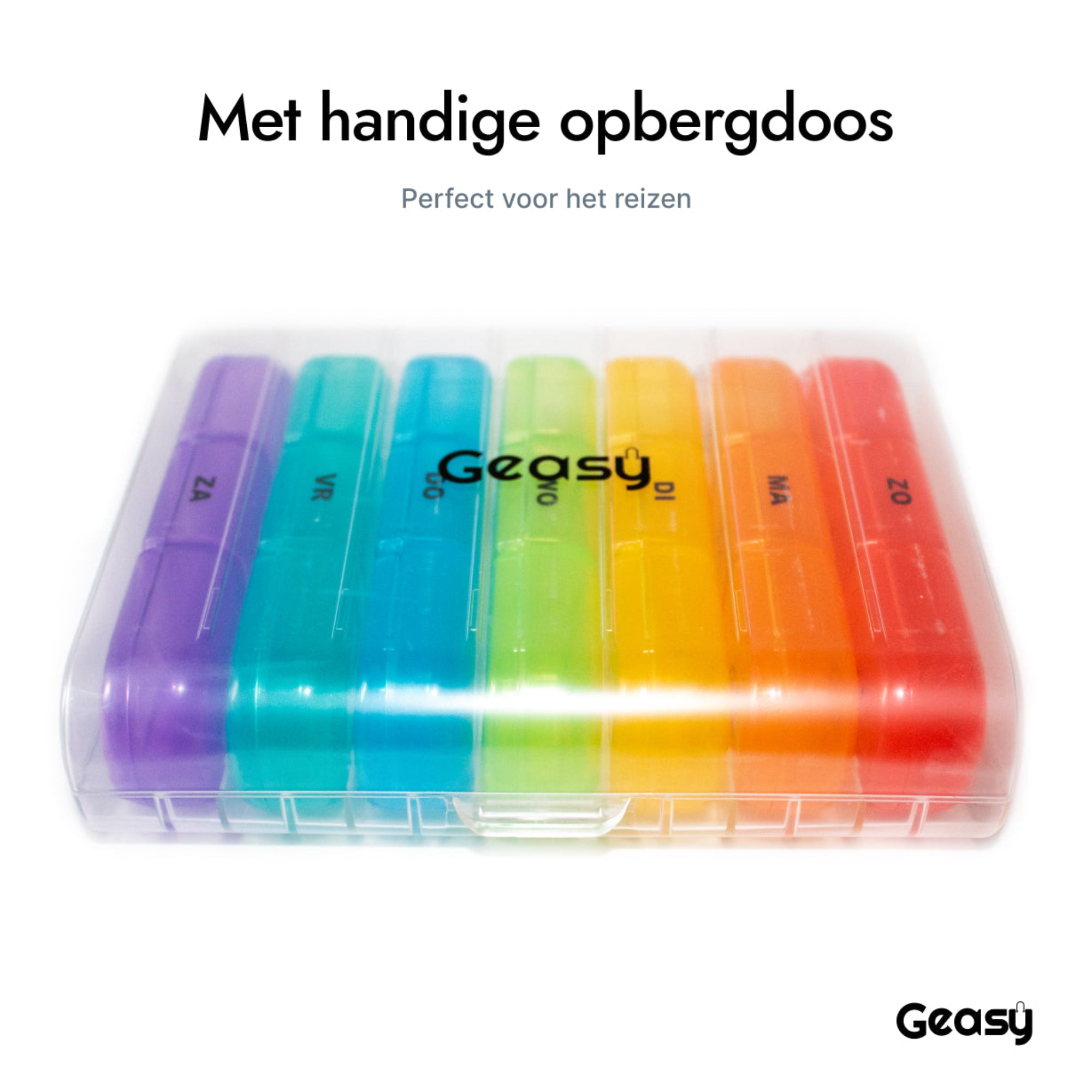 GEASY pillendoos 7 dagen 3 vakken transparant-gekleurd – stevige opbergdoos voor bescherming en organisatie