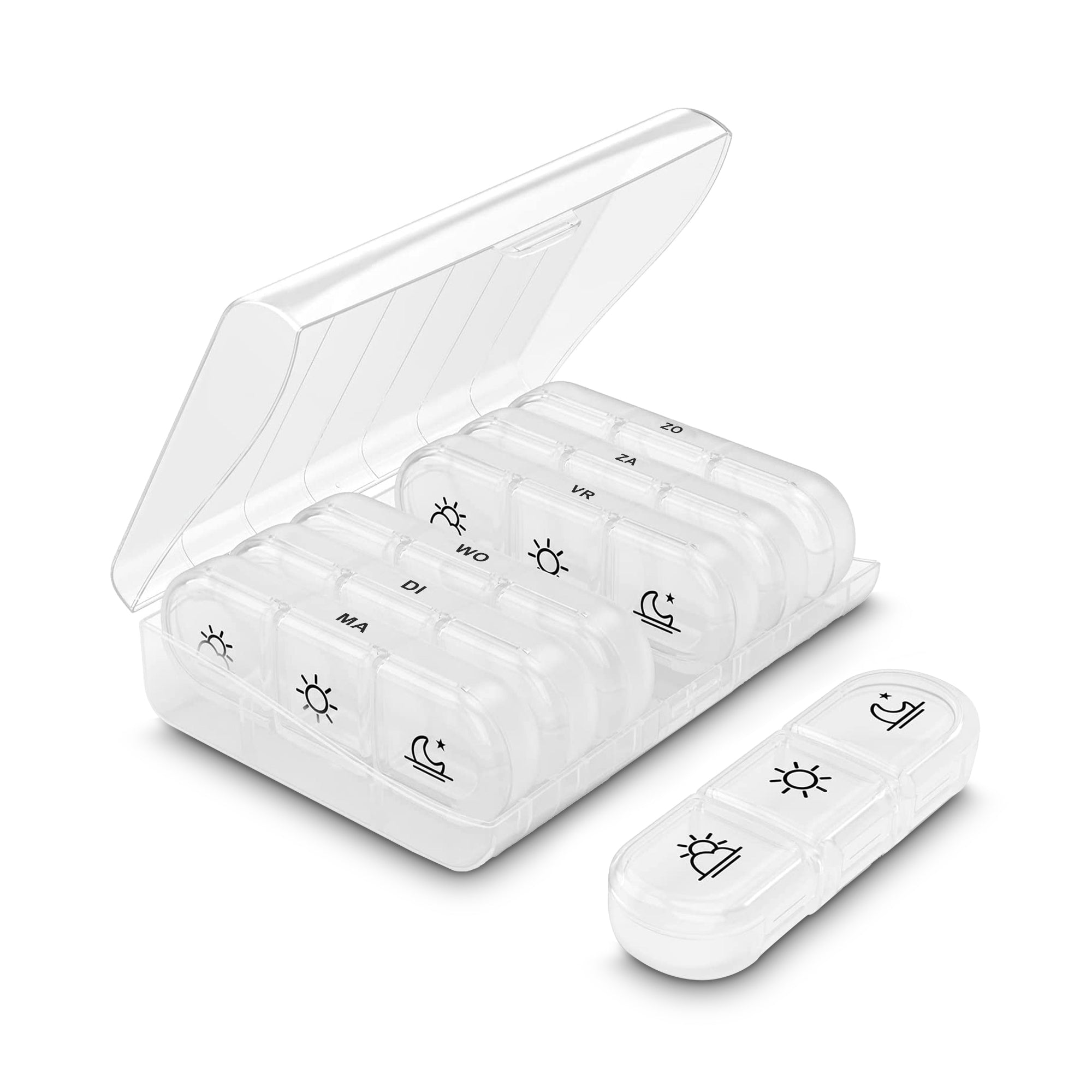 GEASY pillendoos 7 dagen 3 vakken transparant – medicijn organizer met ochtend-, middag- en avondindeling