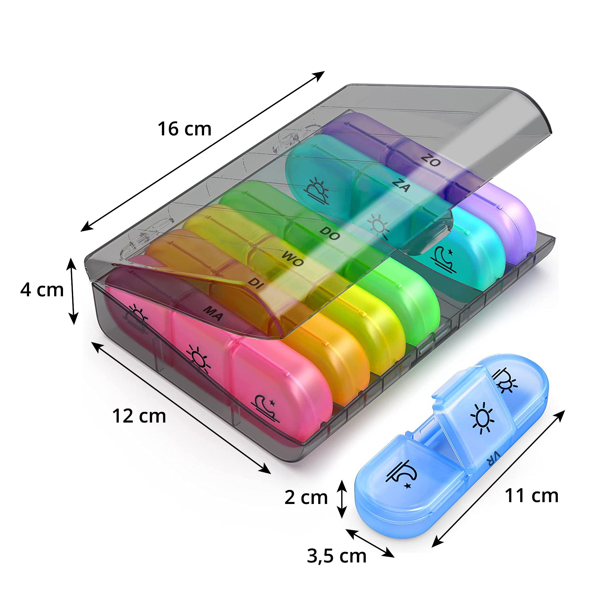 Pillendoos 7 dagen 3 vakken zwart-gekleurd – compacte en handige medicijn organizer