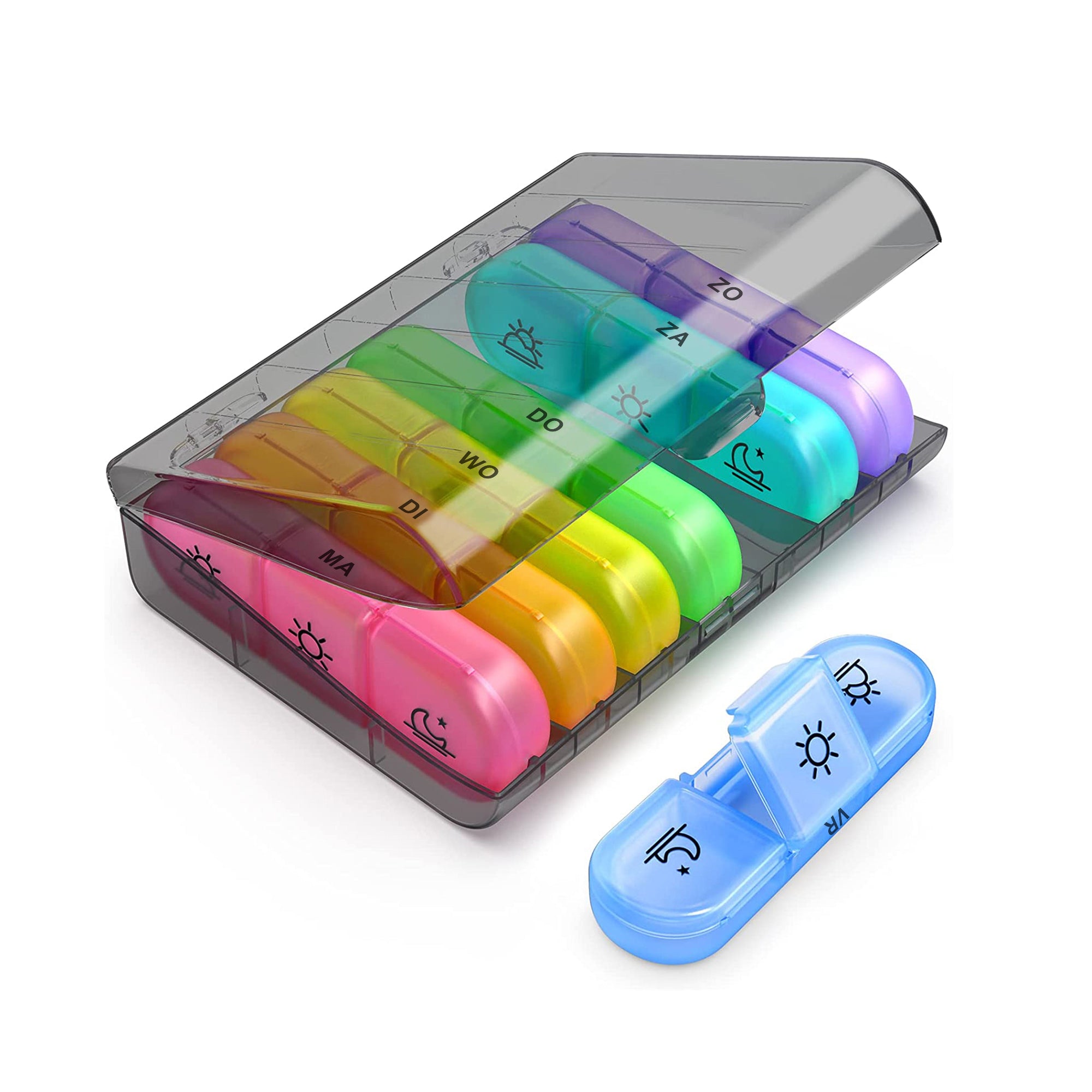 GEASY pillendoos 7 dagen 3 vakken zwart-gekleurd – medicijn organizer met ochtend-, middag- en avondindeling