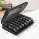 Pillendoos 7 dagen 3 vakken zwart – compacte en handige medicijn organizer