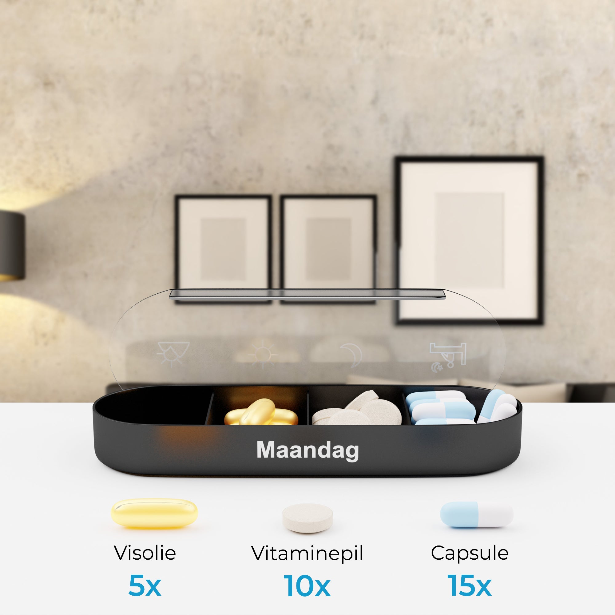 Ruime pillendoos – past meerdere tabletten en capsules per vak