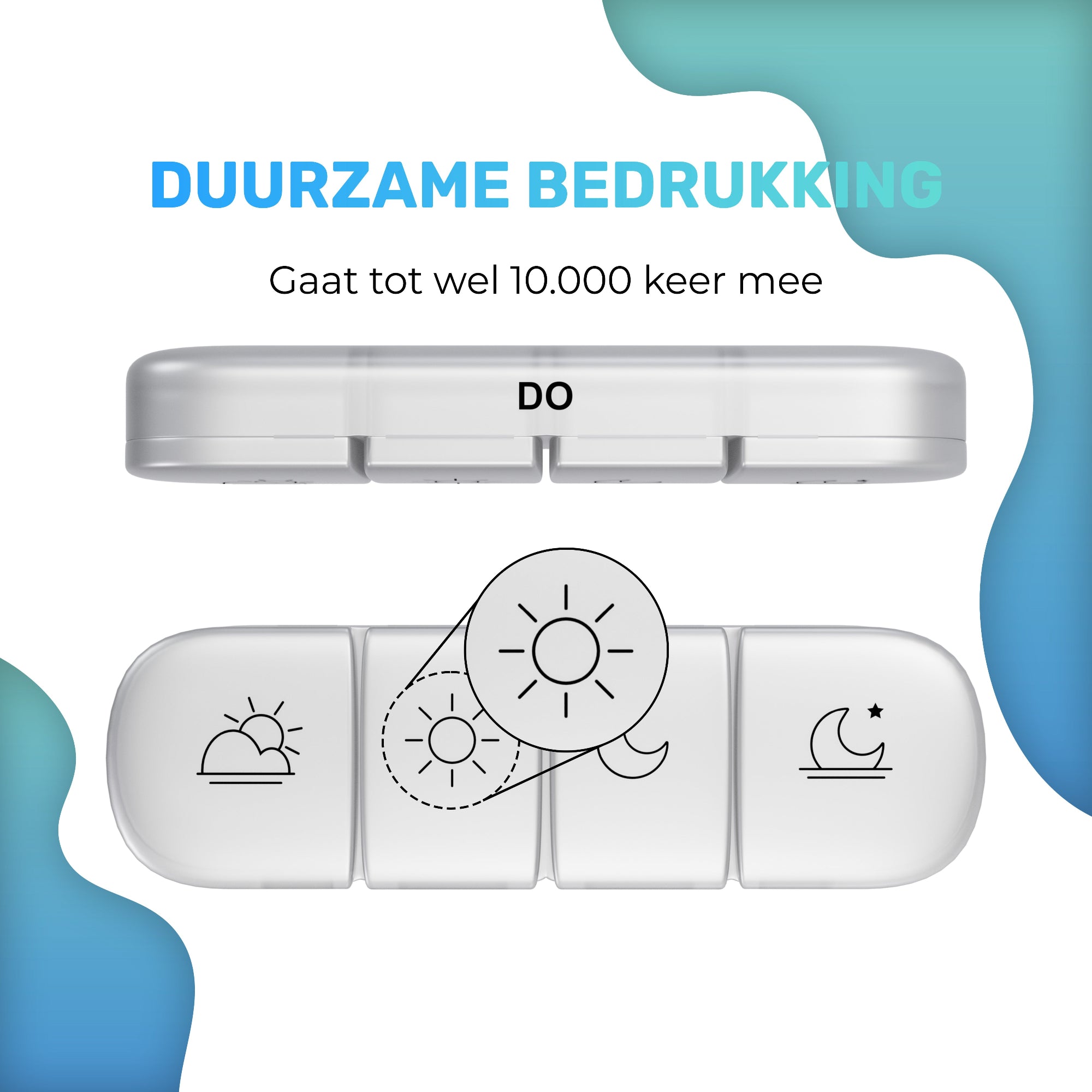 GEASY pillendoos met slijtvaste bedrukking – Nederlandstalig en blijft lang zichtbaar