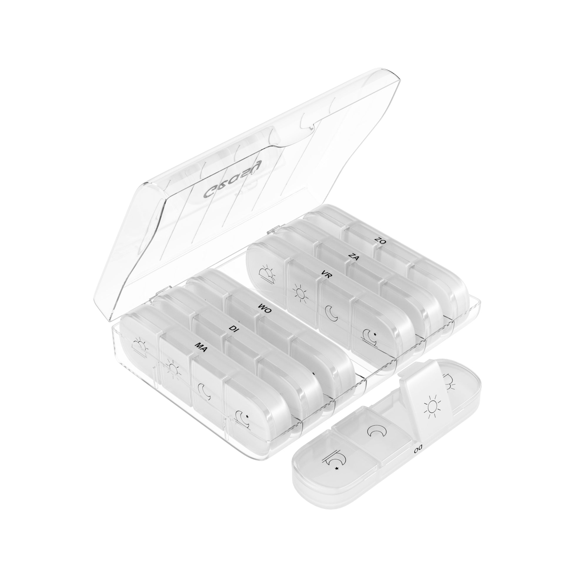 GEASY pillendoos 7 dagen 4 vakken transparant – medicijn organizer met ochtend-, middag-, avond- en nachtindeling