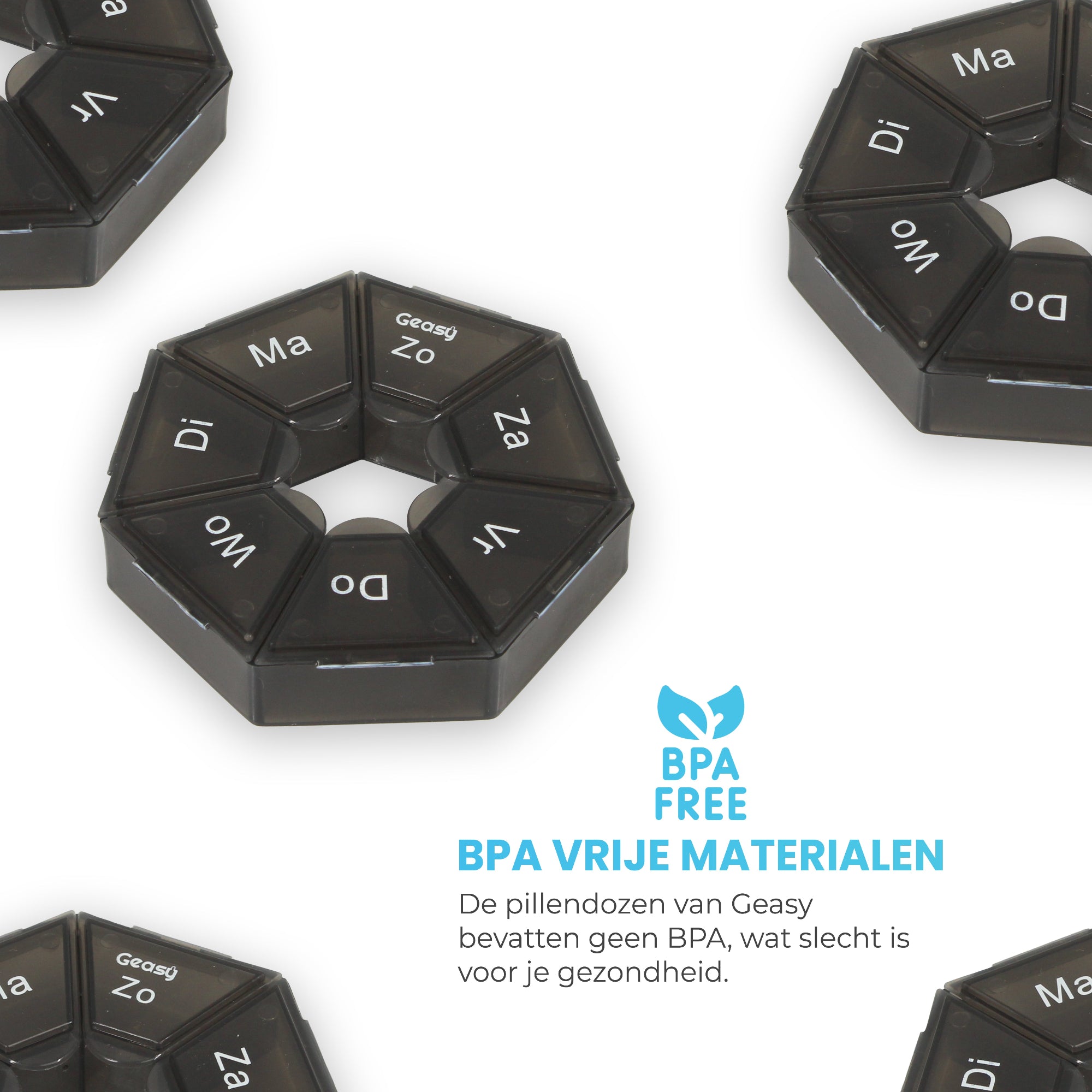 BPA-vrije pillendoos 7 dagen compact zwart – veilig voor medicatie