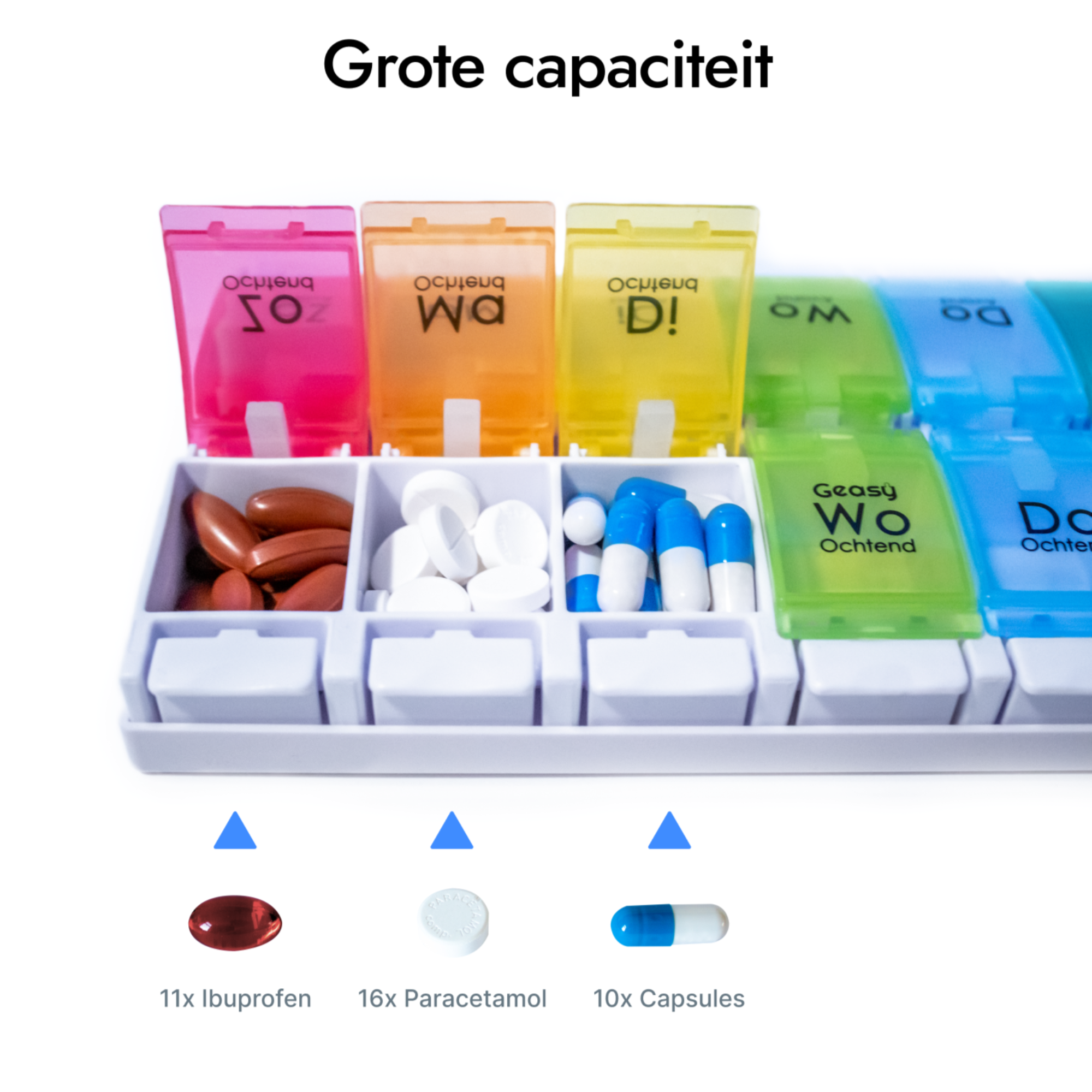 Ruime medicijndoos – extra vakindeling voor ochtend en avond