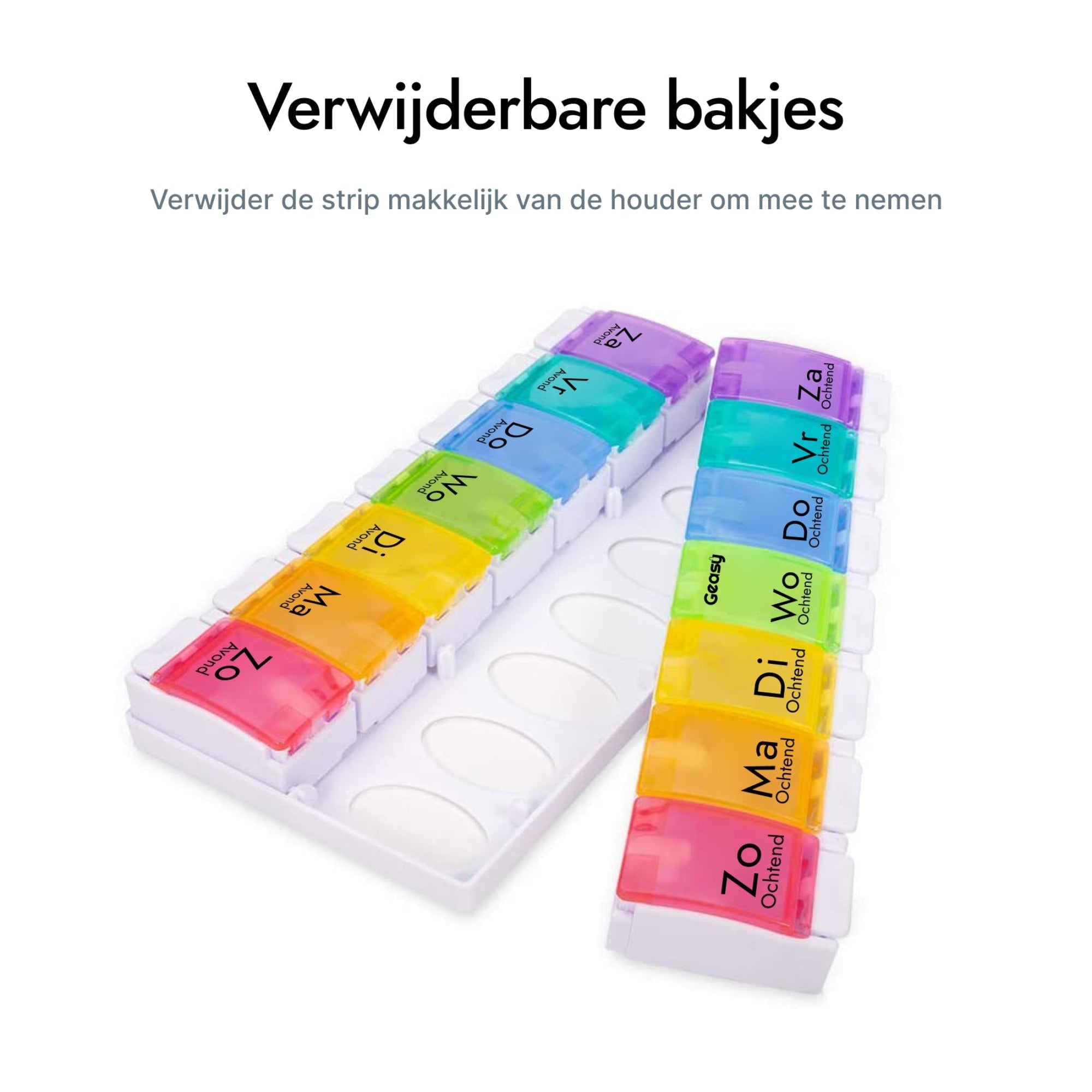 Handige pillendoos voor op reis – past in tas of koffer - 2 bakjes voor ochtend en avond verdeling