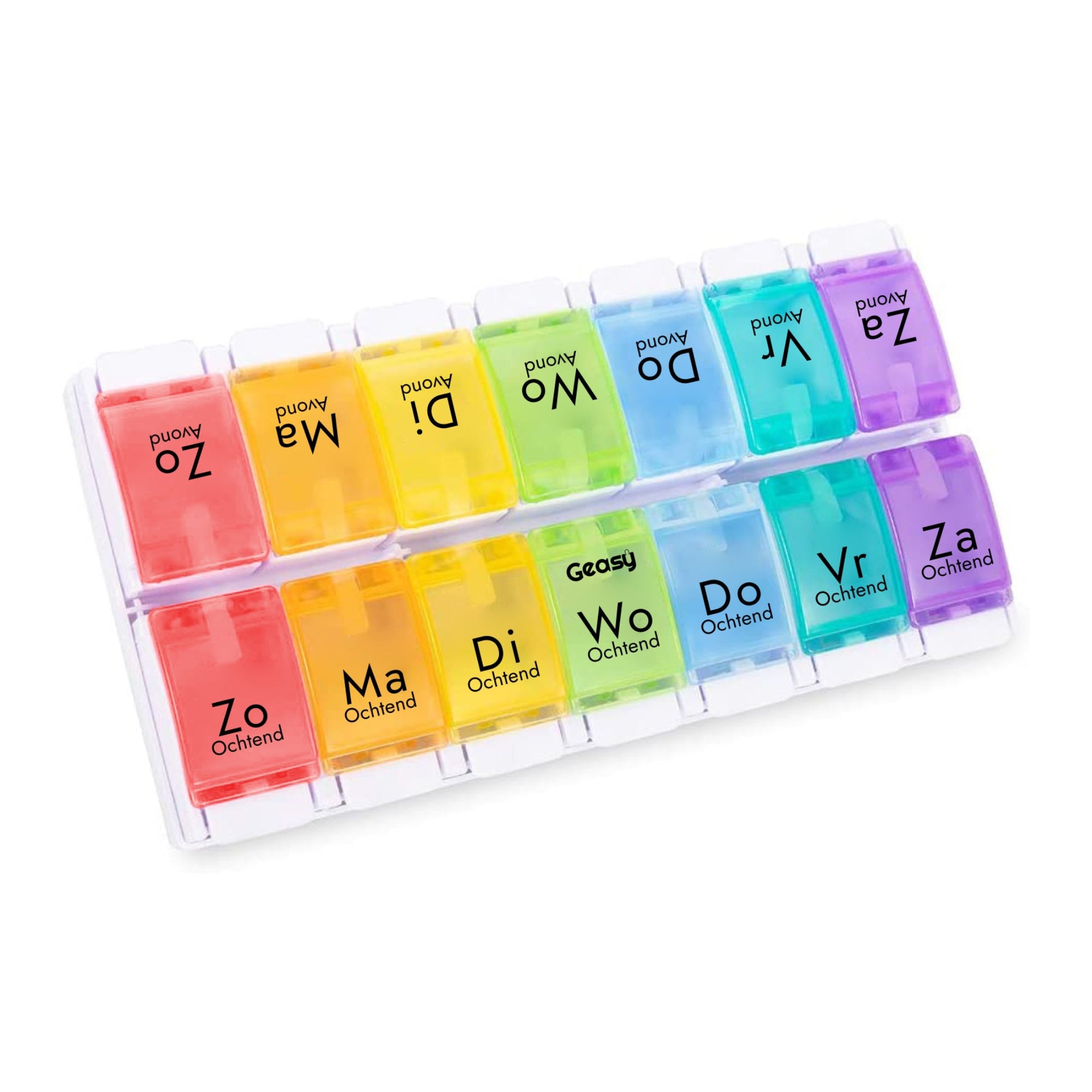 GEASY pillendoos 7 dagen kliksysteem gekleurd 2 vakken – medicijn organizer met sterke sluiting