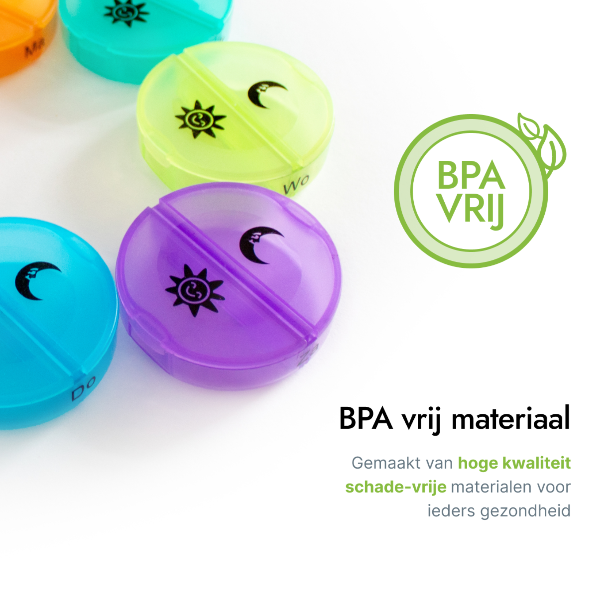 BPA-vrije pillendoos 7-dagen – veilig materiaal voor medicatieopslag