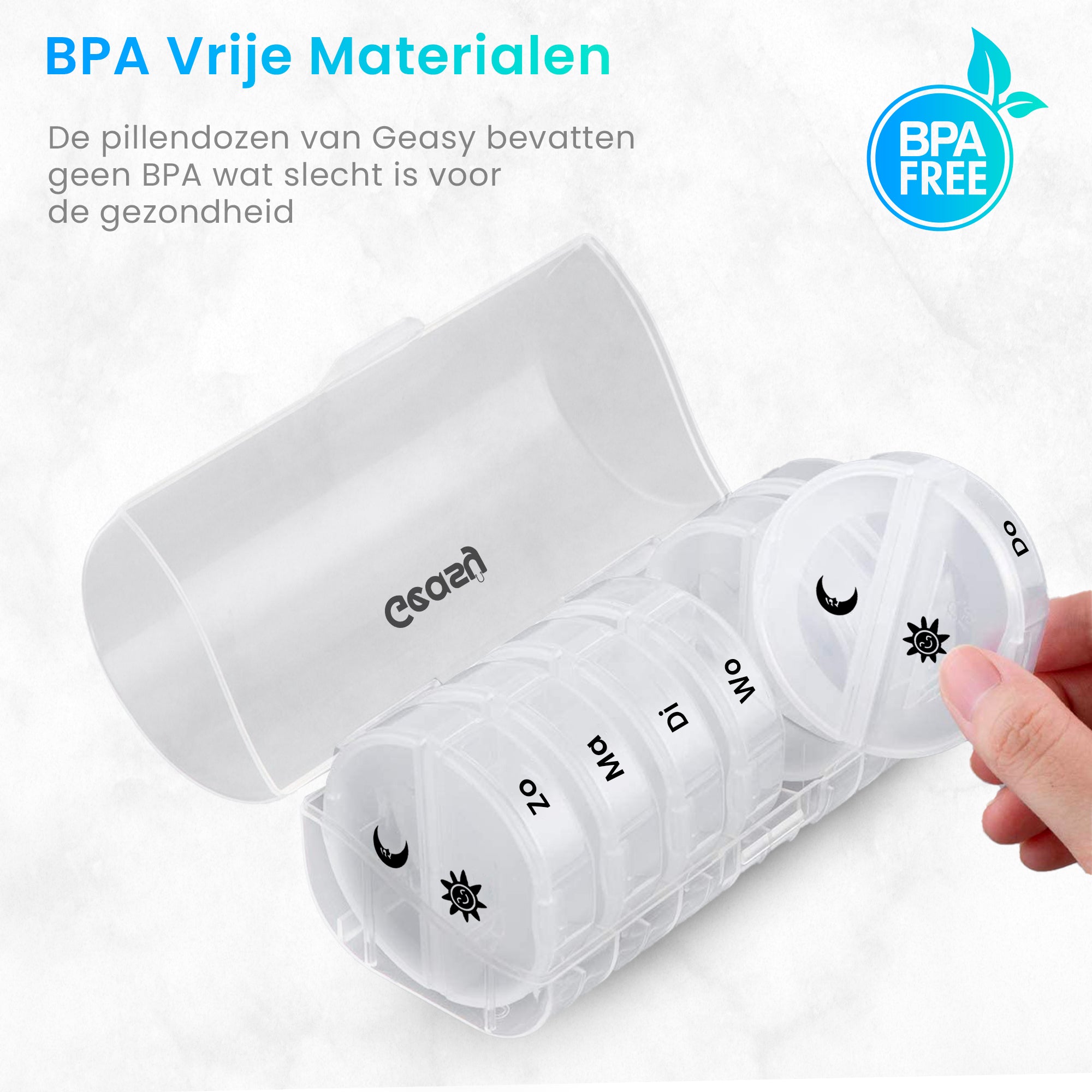 BPA-vrije pillendoos 7-dagen – veilig materiaal voor medicijnopslag