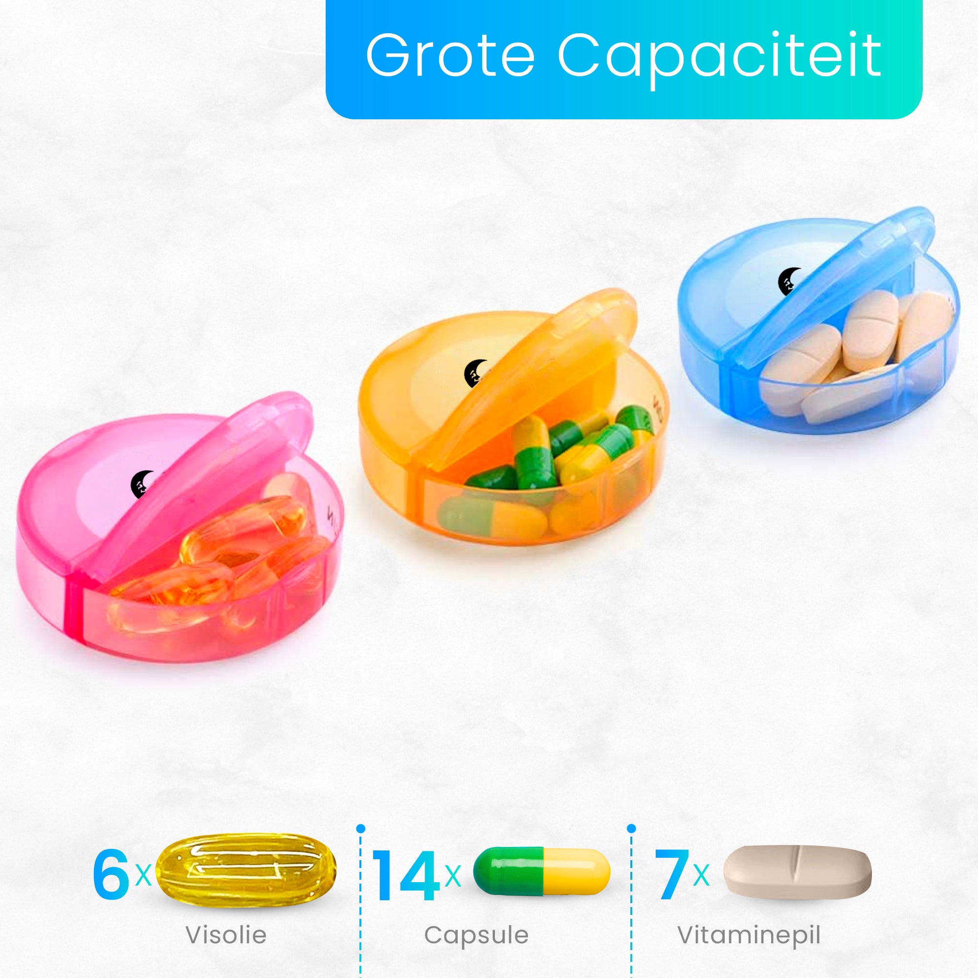Ruime pillendoos – past meerdere tabletten en capsules per vak
