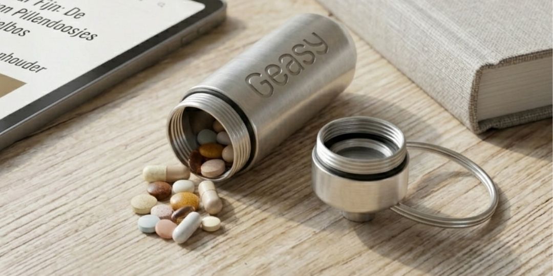 Klein sleutelhanger pillendoosje