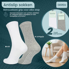 GEASY antislip sokken set van 2 paar in wit en lichtgrijs maat 36-41