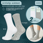 GEASY antislip sokken set van 2 paar in wit en lichtgrijs maat 36-41
