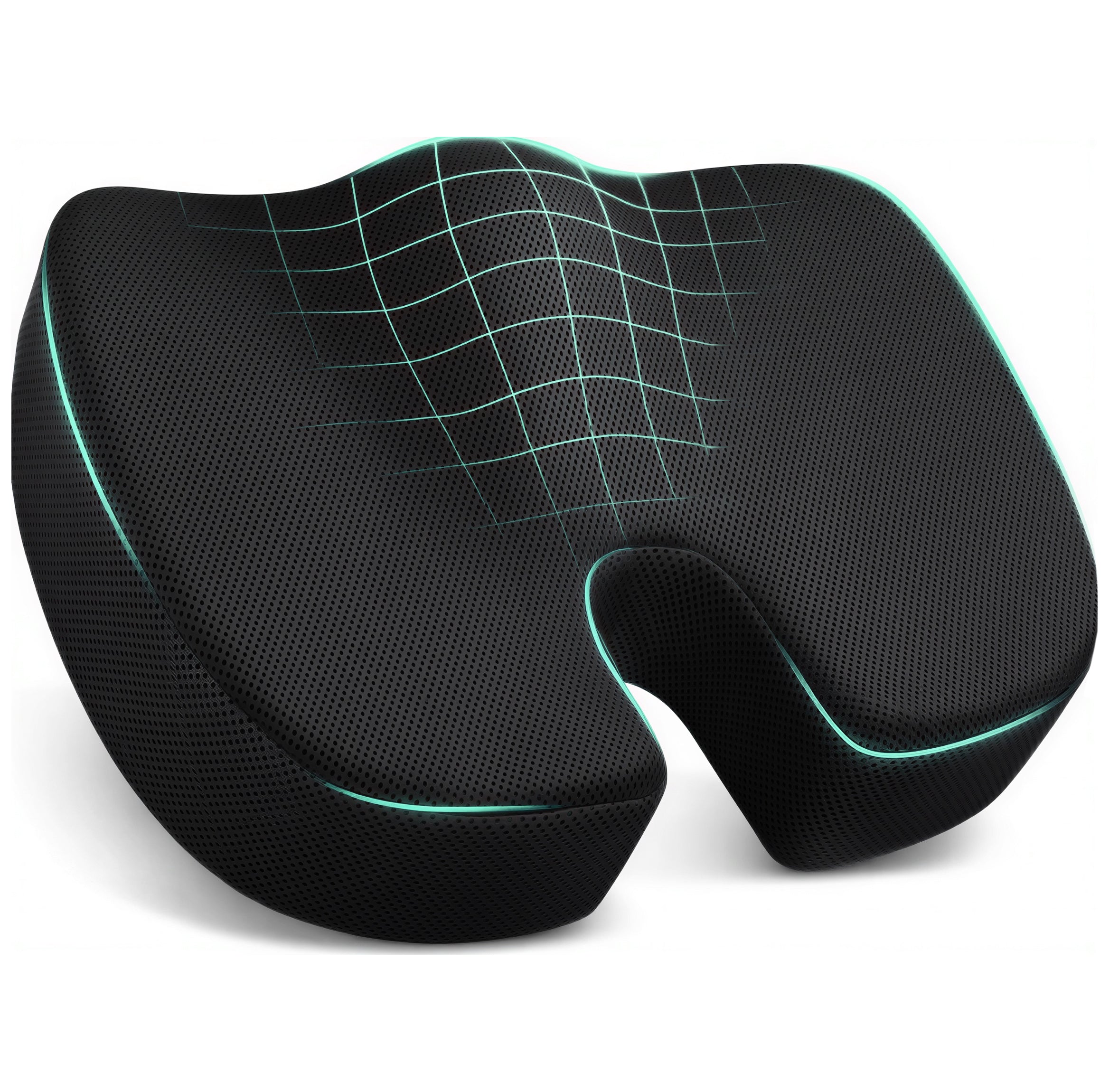 GEASY orthopedisch zitkussen van memory foam in zwart met ergonomisch U-vormig design
