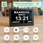GEASY digitale kalenderklok 7 inch voor slechtzienden en blinden met groot hoogcontrast scherm