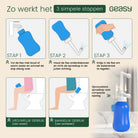 GEASY peri bottle met inklapbare spuitdop en eenvoudige bediening in drie stappen