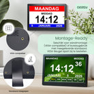 Geasy digitale kalenderklok 13,3 inch geschikt voor wandmontage of gebruik met standaard op tafel of bureau