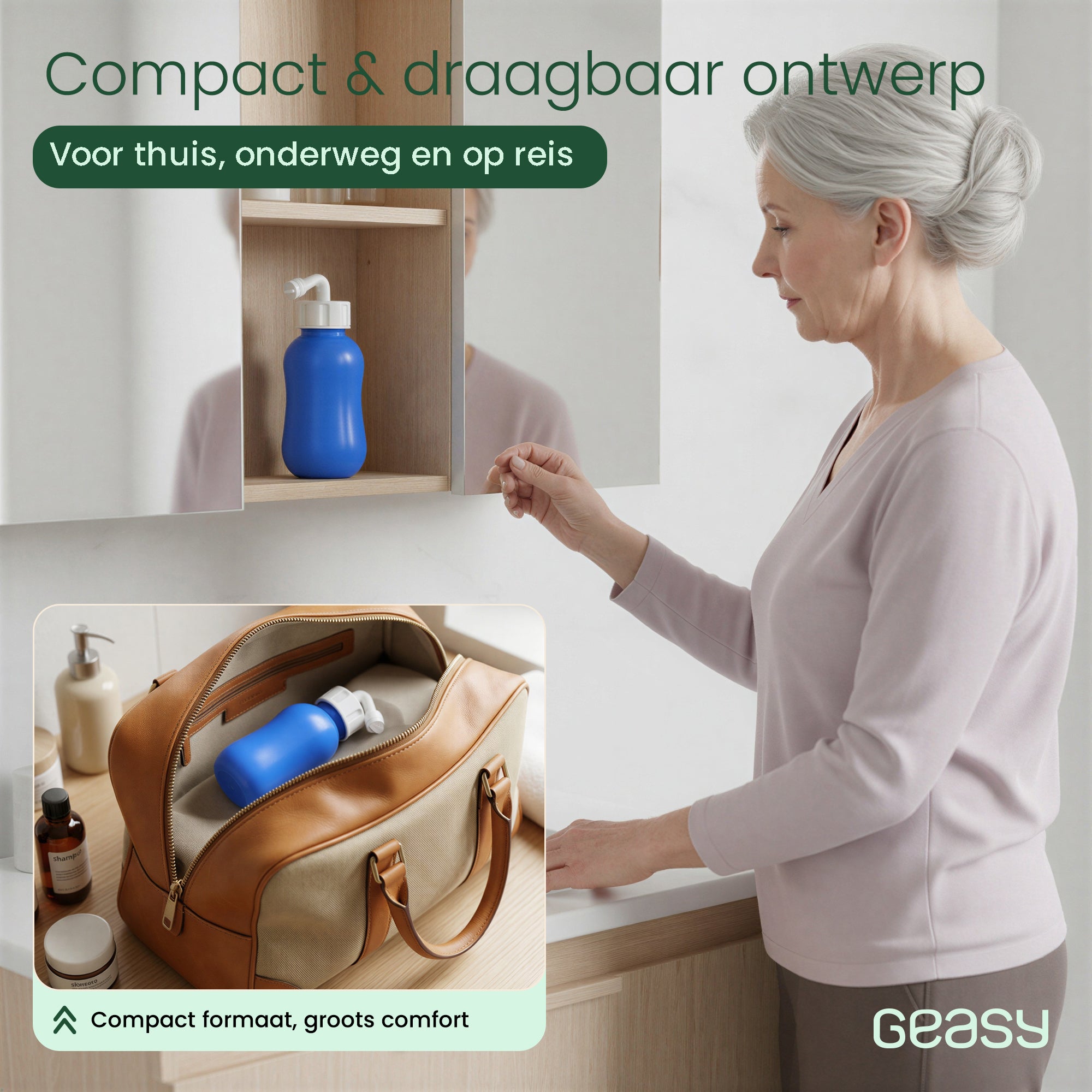 GEASY draagbare bidet blauw met compact ontwerp voor thuis, onderweg en op reis