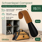 GEASY schoenlepel 15 cm van metaal met leren handvat voor thuis en onderweg