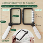 GEASY vergrootglas met verlichting rechthoekig met opvouwbare handgreep en LED lampen