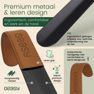 GEASY schoenlepel 42 cm met premium metaal en ergonomisch leren handvat