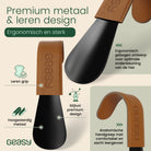 GEASY kleine schoenlepel met premium metaal en ergonomisch leren handvat
