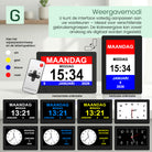 GEASY dementieklok met verschillende weergavemodi in horizontale en verticale stand