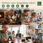 GEASY rond vergrootglas met verlichting voor lezen, medicijnen, munten en kleine details