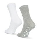 GEASY antislip sokken 2 paar in wit en lichtgrijs met Flex Grip zool