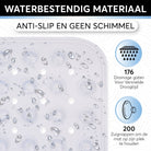 Close-up van de drainagegaten en zuignappen in de GEASY badmat