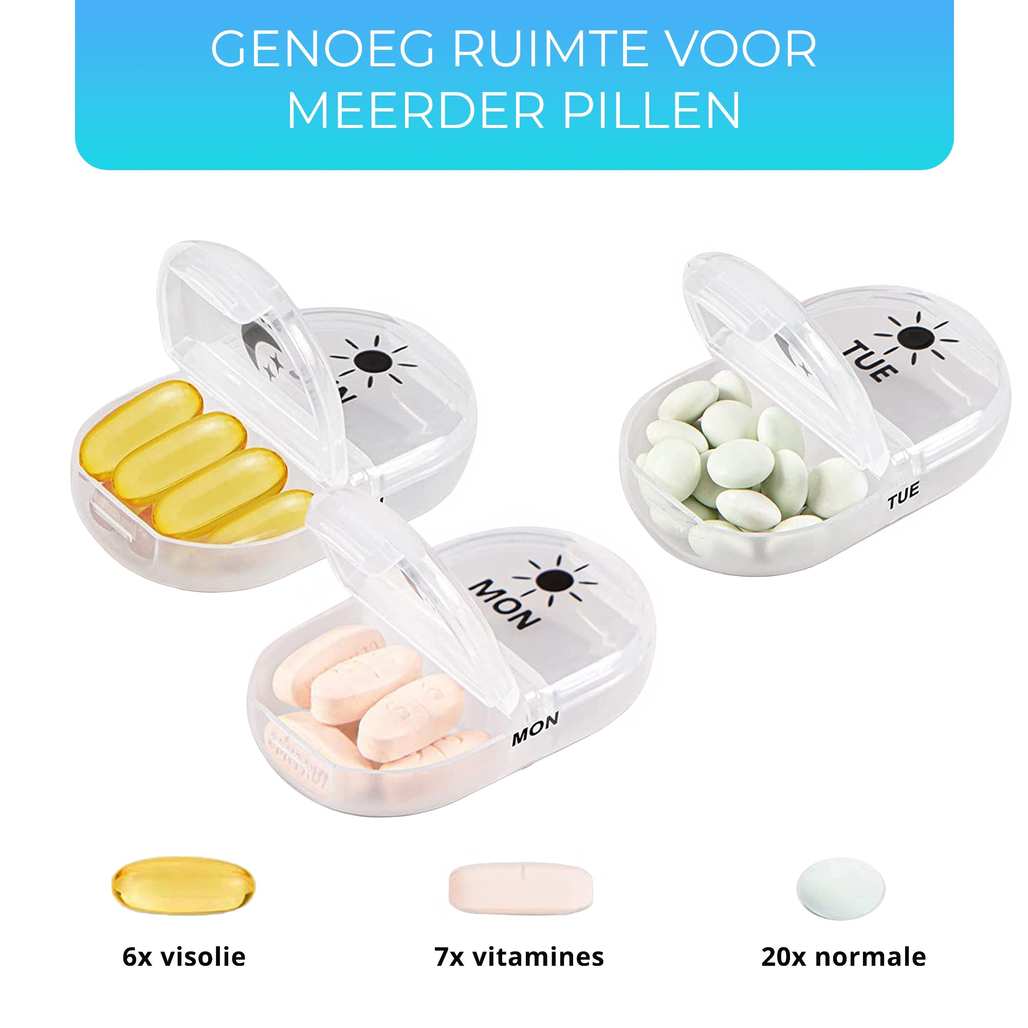 Ruime pillendoos – past meerdere tabletten en capsules per vak